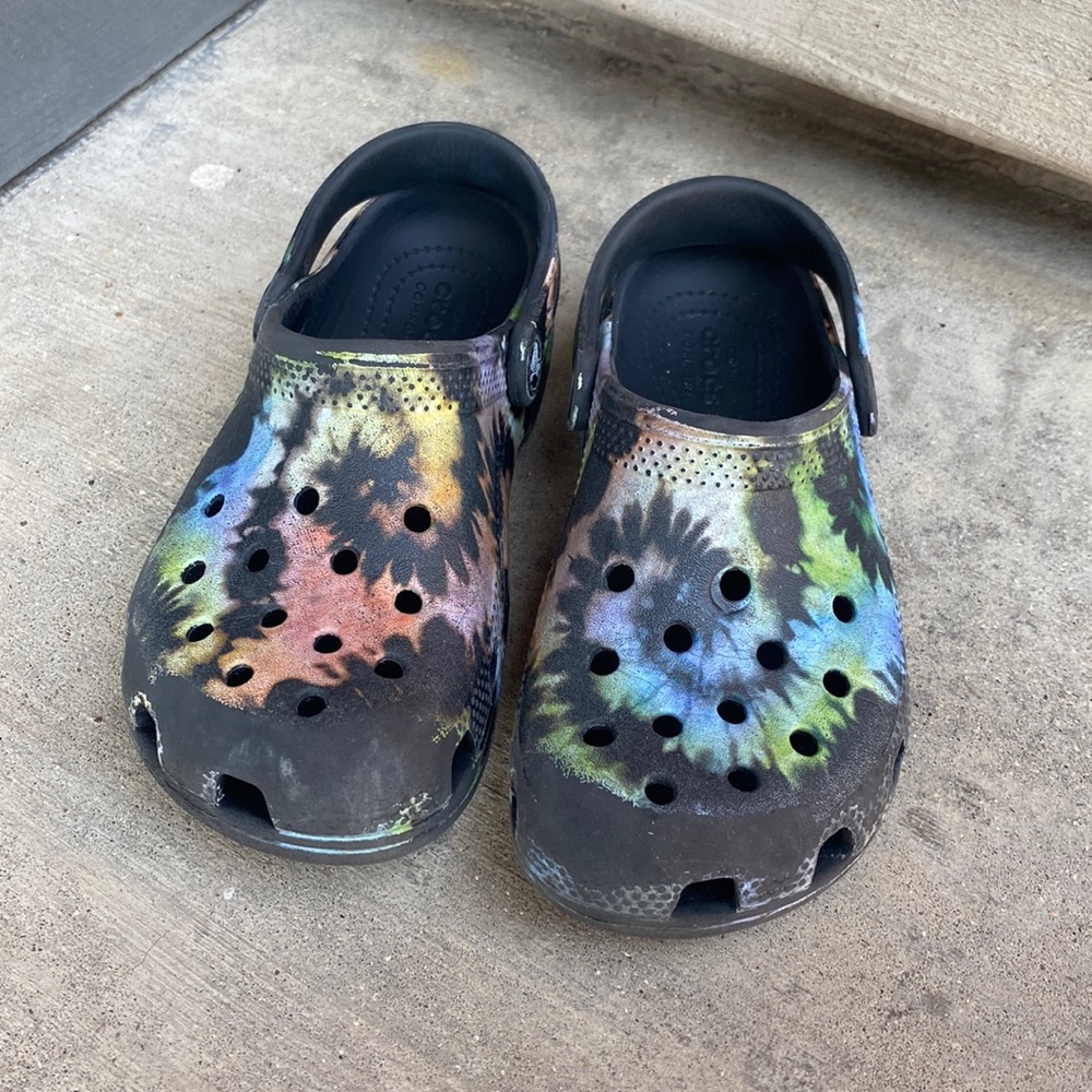 Tie-dyed crocs